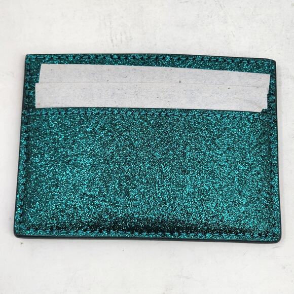 Kate Spade Wallet Credit Cardholder Teal Slim Glitter Box Gift 3 x 4 inches New - Picture 2 of 7
